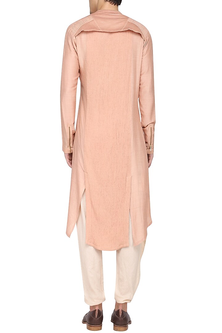 Salmon textured kurta with churidar pants available only at Pernia's Pop Up Shop.