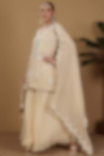 Off-White Organza Wedding Sharara Set by Sonali Methi at Pernia's Pop Up Shop