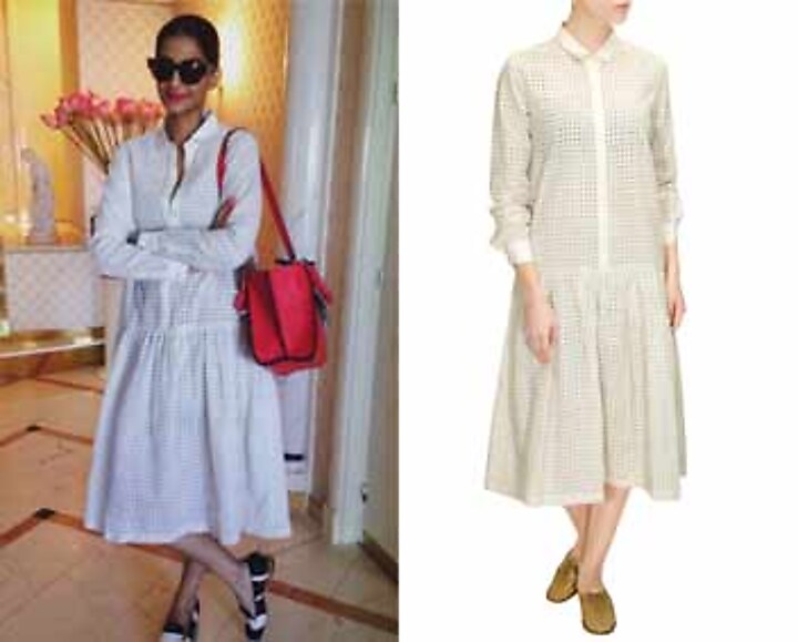 Off white cutwork flared dress available only at Pernia's Pop-Up Shop.