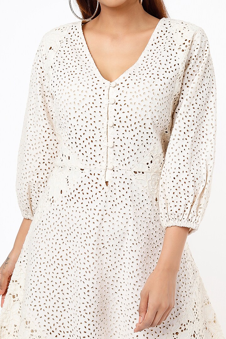 Beige Cotton Summer Dress by Sonica Sarna at Pernia's Pop Up Shop