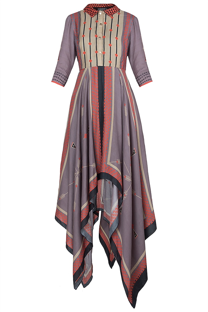 Multi Color Asymmetrical Collar Dress by Soup by Sougat Paul