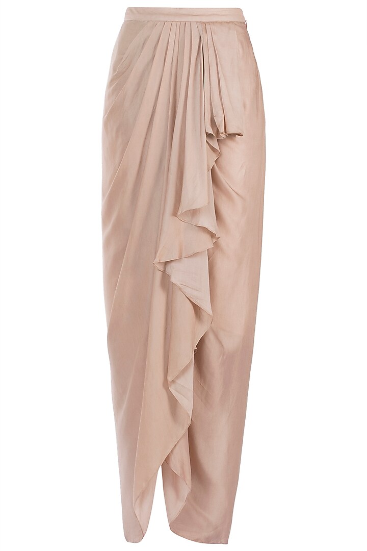 Brown zipper embroidered jacket with lehenga skirt available only at Pernia's Pop Up Shop.