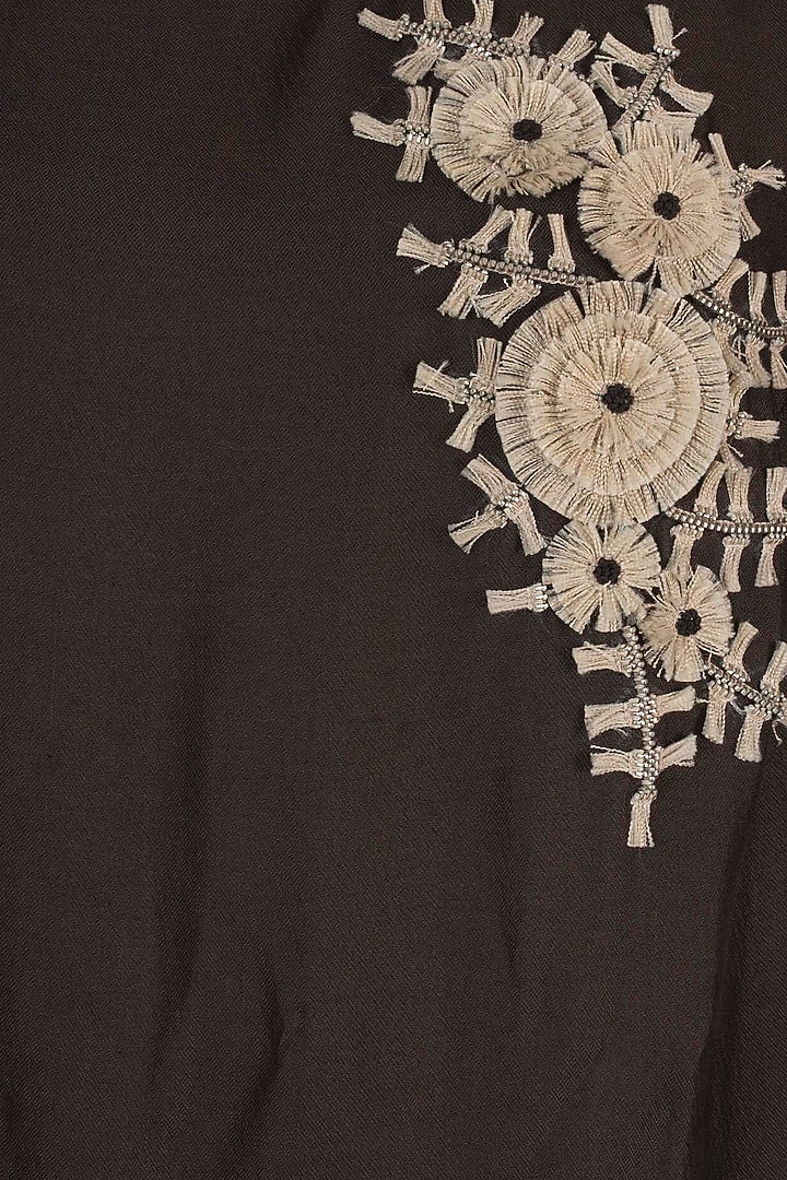 Brown zipper embroidered jacket with lehenga skirt available only at Pernia's Pop Up Shop.