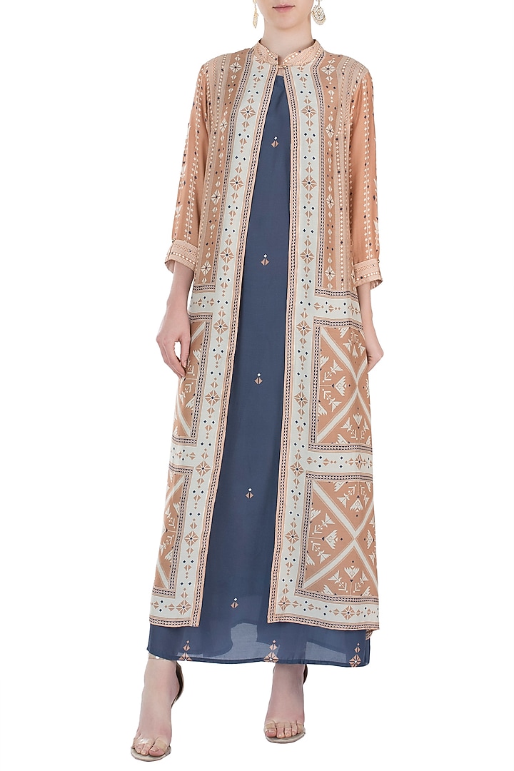Blue maxi dress with jacket available only at Pernia's Pop Up Shop.