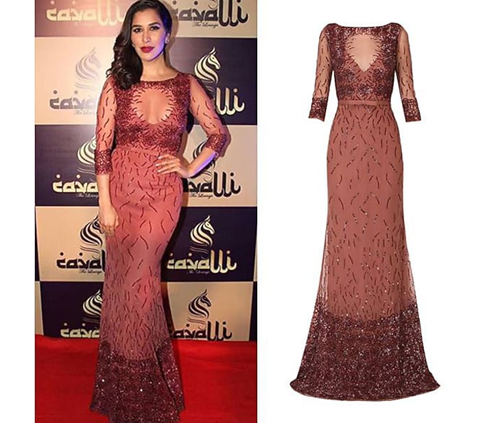 Mahogany sequins embroidered rose motifs gown available only at Pernia's Pop Up Shop.