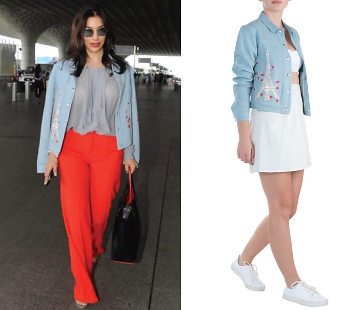 Light blue embroidered denim jacket available only at Pernia's Pop Up Shop.