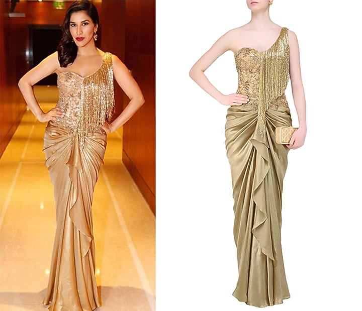 Gold floral work and tassel fringes one shoulder gown available only at Pernia's Pop Up Shop.