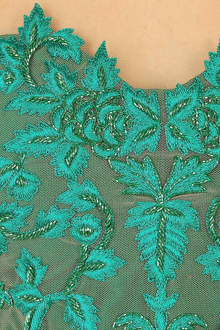 Jade green embroidered sari gown available only at Pernia's Pop-Up Shop.