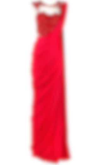 Red embroidered sari-gown available only at Pernia's Pop-Up Shop.