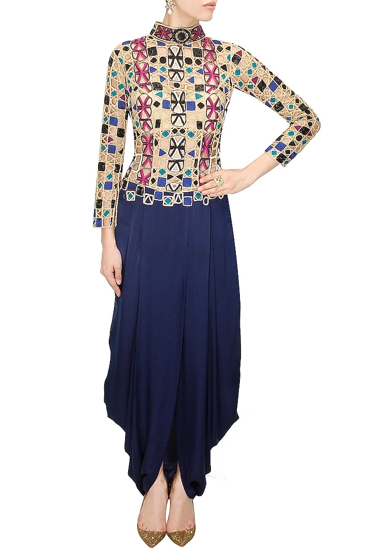 Midnight blue dhoti gown available only at Pernia's Pop Up Shop.