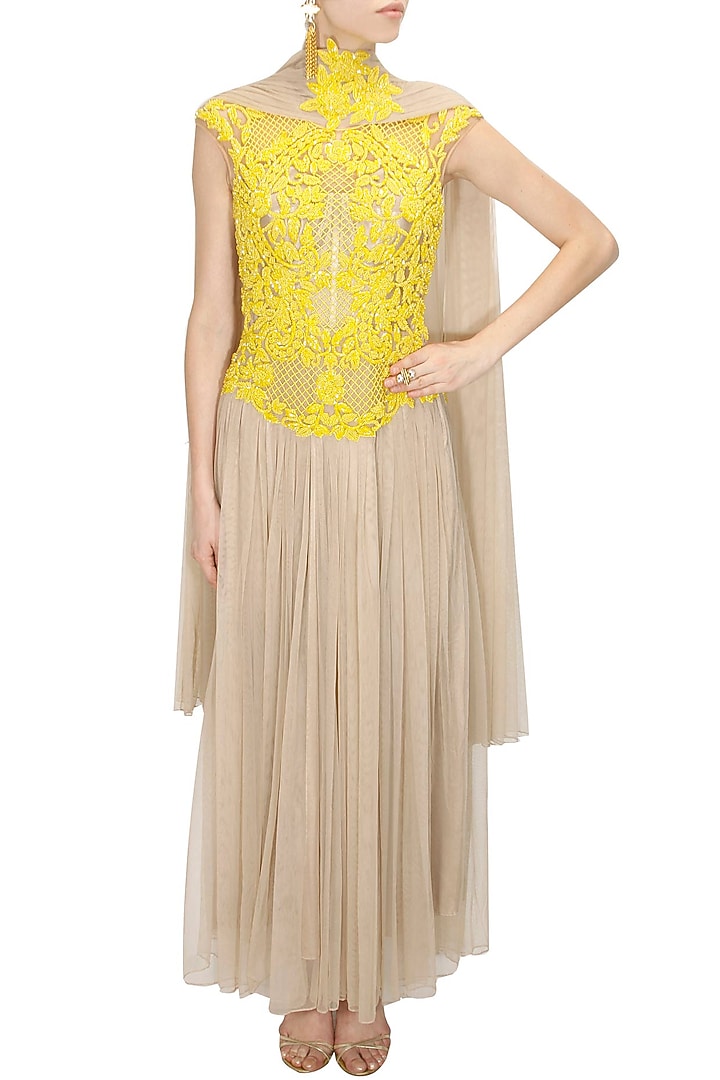 Oyester floral embroidered anarkali set available only at Pernia's Pop Up Shop.