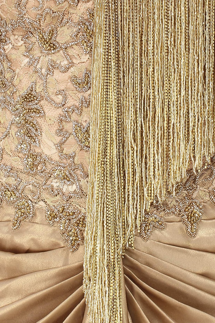 Gold floral work and tassel fringes one shoulder gown available only at Pernia's Pop Up Shop.