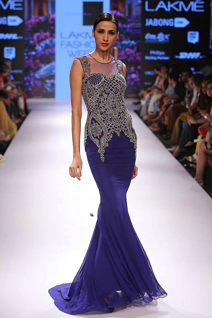 Royal blue embroidered gown available only at Pernia's Pop Up Shop.