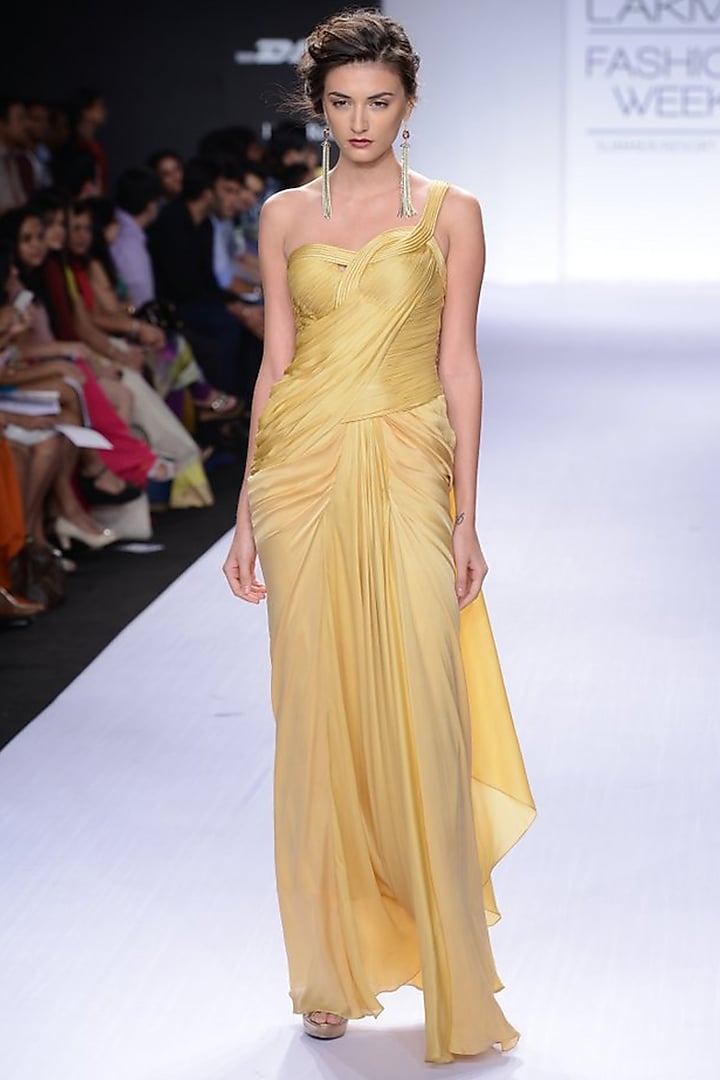 Golden cord sari-gown available only at Pernia's Pop-Up Shop.