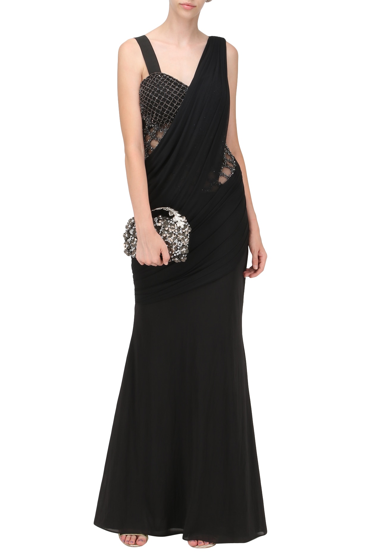 black saree gown