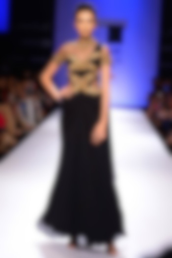 Black pita work sari gown available only at Pernia's Pop-Up Shop.