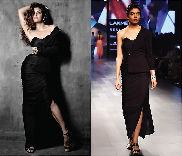 Black one shoulder blazer draped gown available only at Pernia's Pop Up Shop.