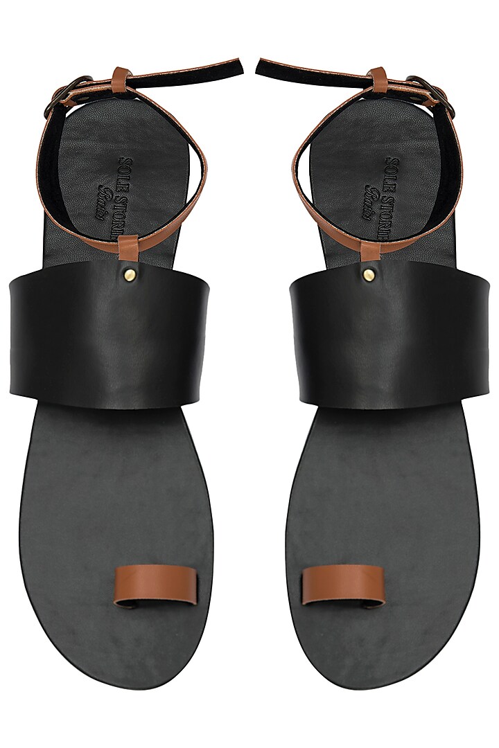 Black and Tan Ankle Sandals by Sole Stories