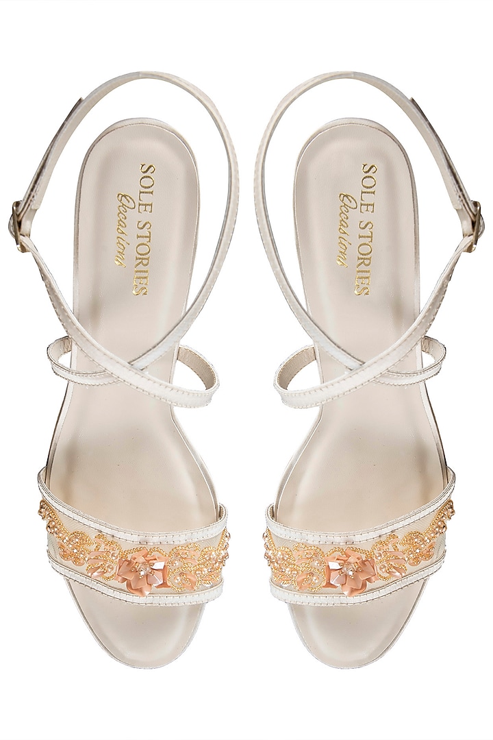 Champagne embroidered sandals by SOLE STORIES