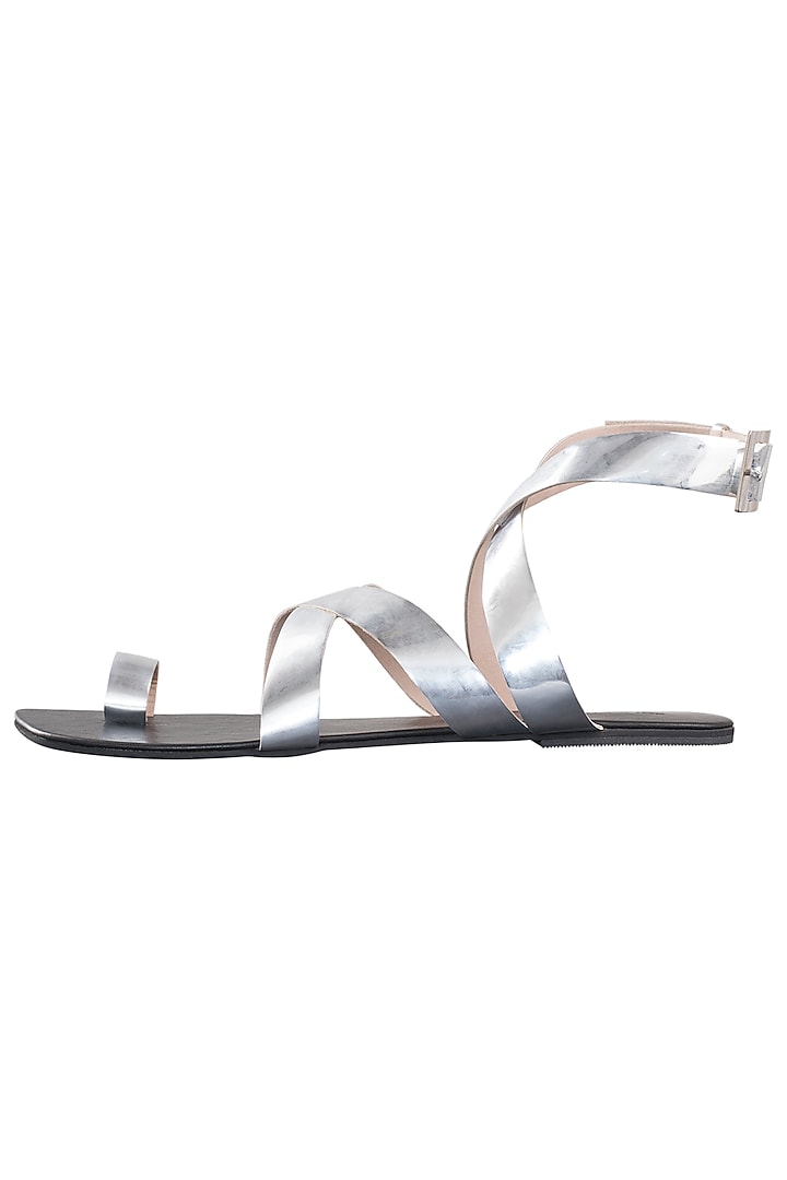 Silver criss cross metallic flats available only at Pernia's Pop Up Shop.