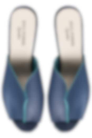 Blue with sea green two toned mules by SOLE STORIES