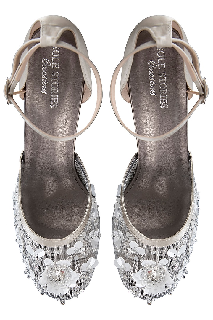 Silver embroidered pumps available only at Pernia's Pop Up Shop.