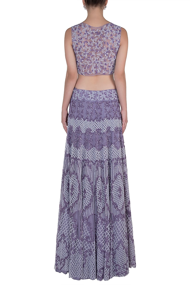 Lilac embroidered lehenga set available only at Pernia's Pop Up Shop.