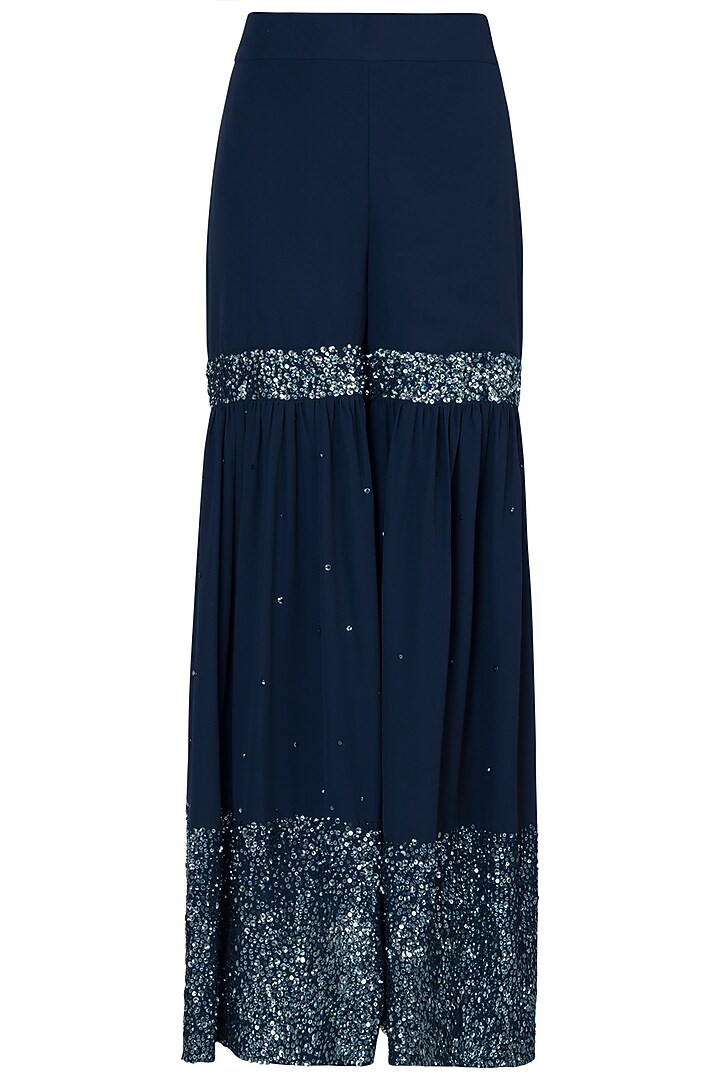 Mid-night blue embroidered sharara set available only at Pernia's Pop Up Shop.