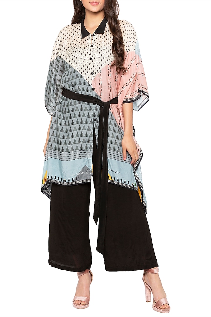 Multi Colored Tunic With Tie-Up Belt by Label SO US