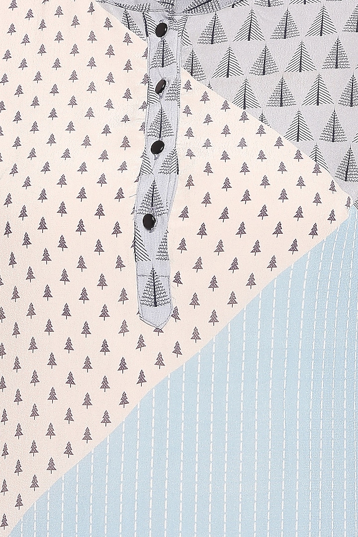 Powder Blue & Nude Pink Printed Tunic With Black Palazzo Pants by Label SO US at Pernia's Pop Up Shop