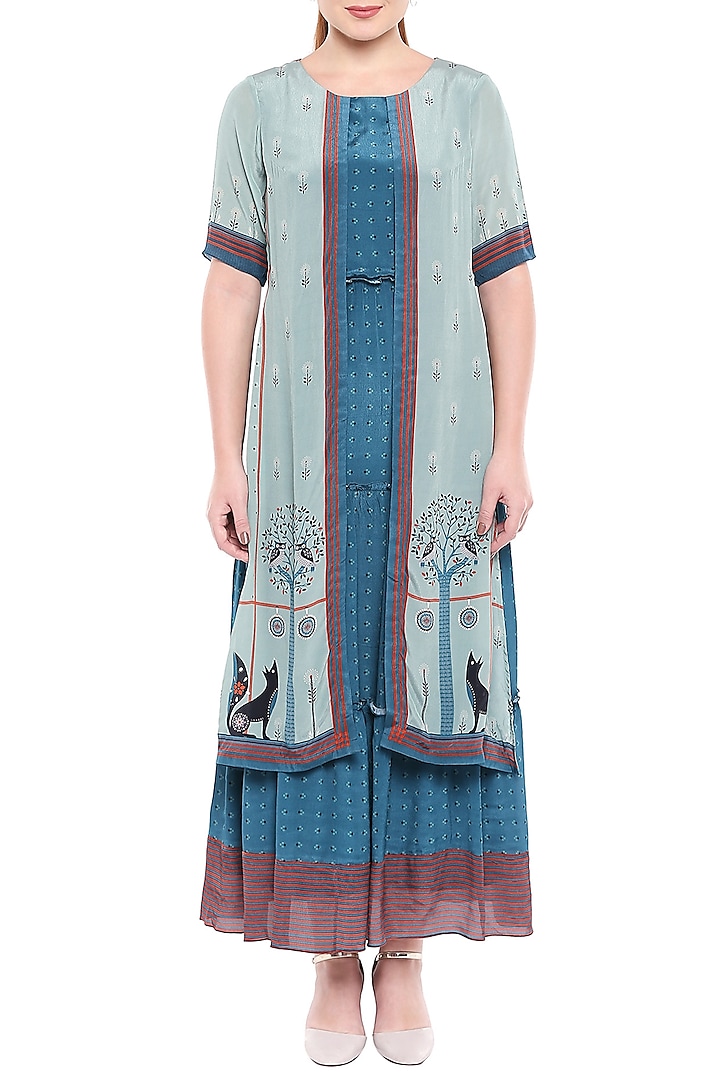 Blue Printed Maxi Dress by Label SO US