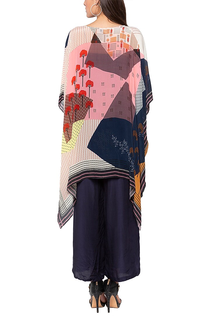 Black Jumpsuit With Printed Cape Jacket by Label SO US at Pernia's Pop Up Shop