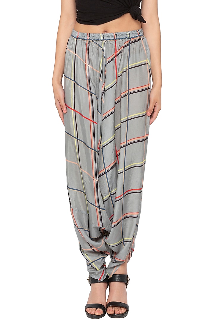 Grey Printed Dhoti Pants by Label SO US at Pernia's Pop Up Shop