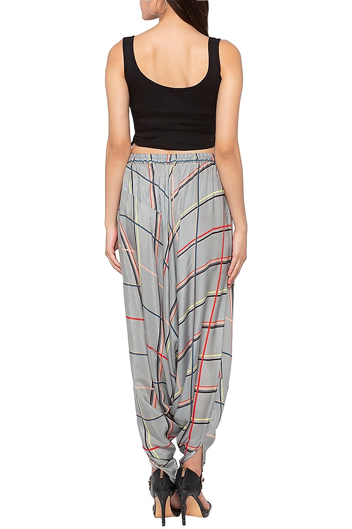 Grey Printed Dhoti Pants by Label SO US at Pernia's Pop Up Shop