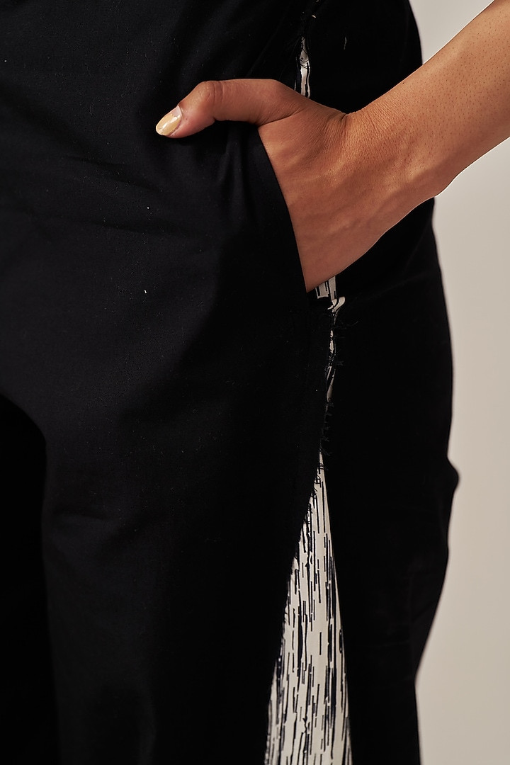 Black Natural Cotton Poplin Carrot-Fit Track Pants by Spacelines at Pernia's Pop Up Shop