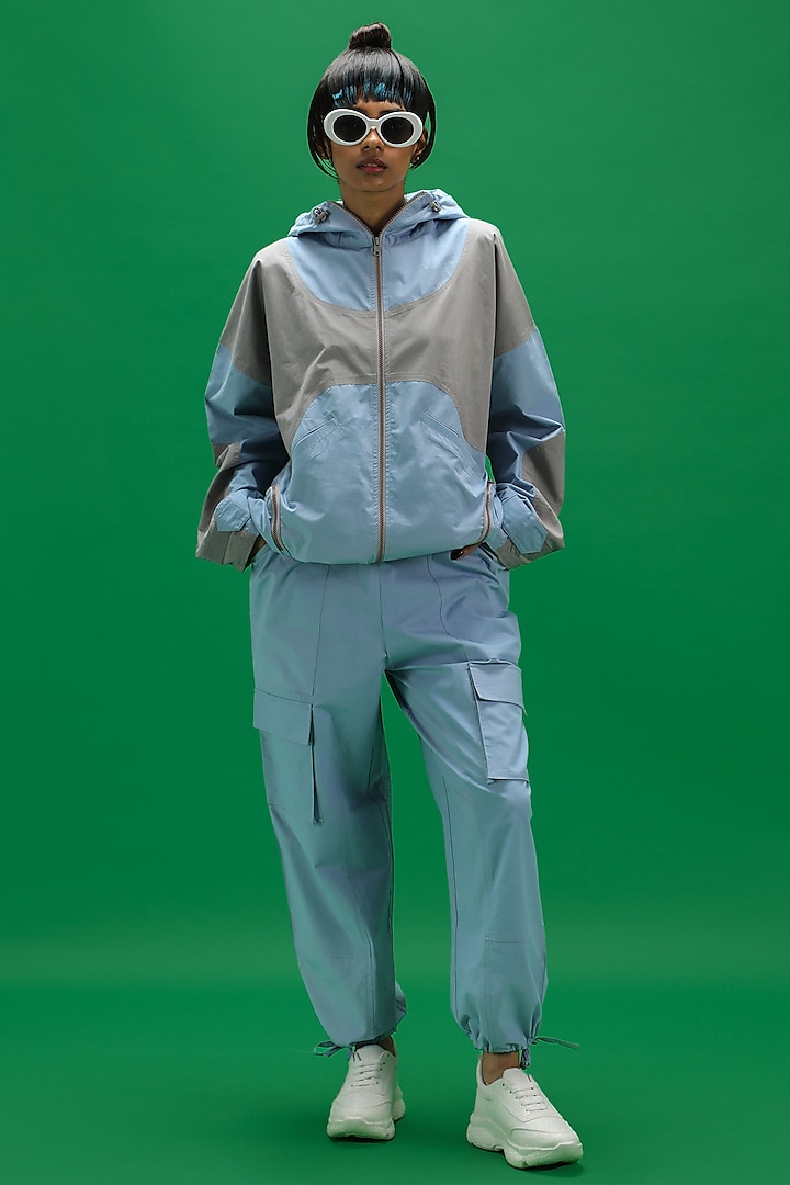 Forever Blue Natural Cotton Poplin Dual-Tone Co-Ord Set by Spacelines at Pernia's Pop Up Shop