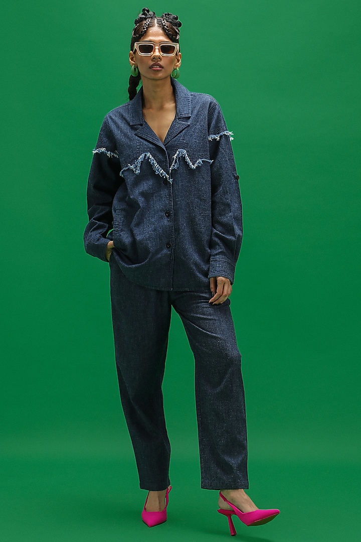 Midnight Blue Natural Cotton Denim Co-Ord Set by Spacelines at Pernia's Pop Up Shop