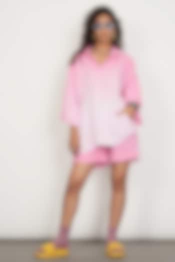 Pink Natural Cotton Gauze Ombre-Dyed Co-Ord Set by Spacelines at Pernia's Pop Up Shop