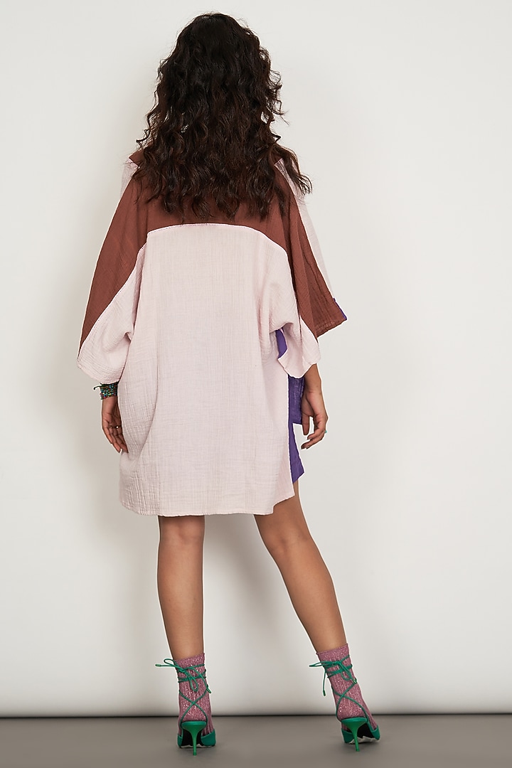 Pale Dogwood Natural Cotton Gauze Color-Blocked Co-Ord Set by Spacelines at Pernia's Pop Up Shop