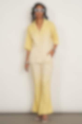 Pastel Yellow Natural Cotton Dobby Dip-Dyed Co-Ord Set by Spacelines at Pernia's Pop Up Shop
