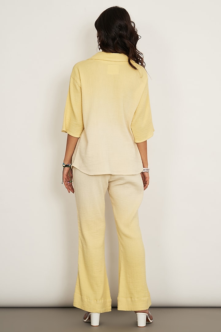 Pastel Yellow Natural Cotton Dobby Dip-Dyed Co-Ord Set by Spacelines at Pernia's Pop Up Shop