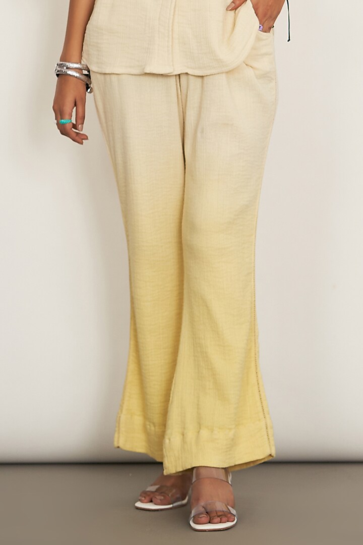 Pastel Yellow Natural Cotton Dobby Dip-Dyed Co-Ord Set by Spacelines at Pernia's Pop Up Shop