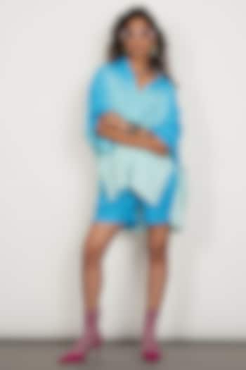 Aqua Glass Natural Cotton Gauze Ombre-Dyed Co-Ord Set by Spacelines at Pernia's Pop Up Shop