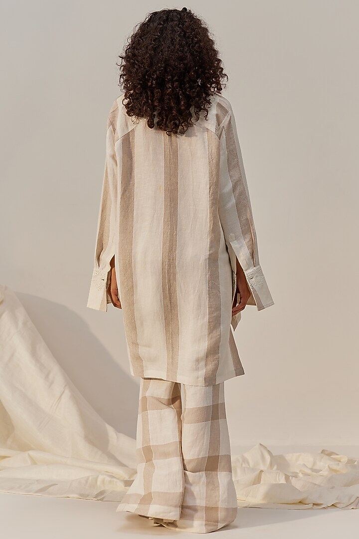 Cream Linen Viscose High-Low Tunic Set by Spacelines at Pernia's Pop Up Shop