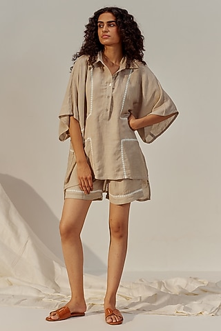 Silver Sage Linen Viscose Co-Ord Set by Spacelines