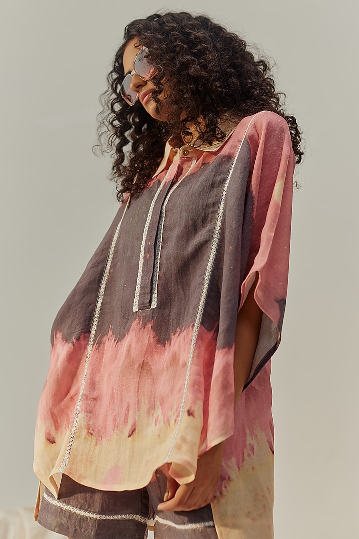 Wheat Brown Linen Viscose Printed Co-Ord Set by Spacelines at Pernia's Pop Up Shop
