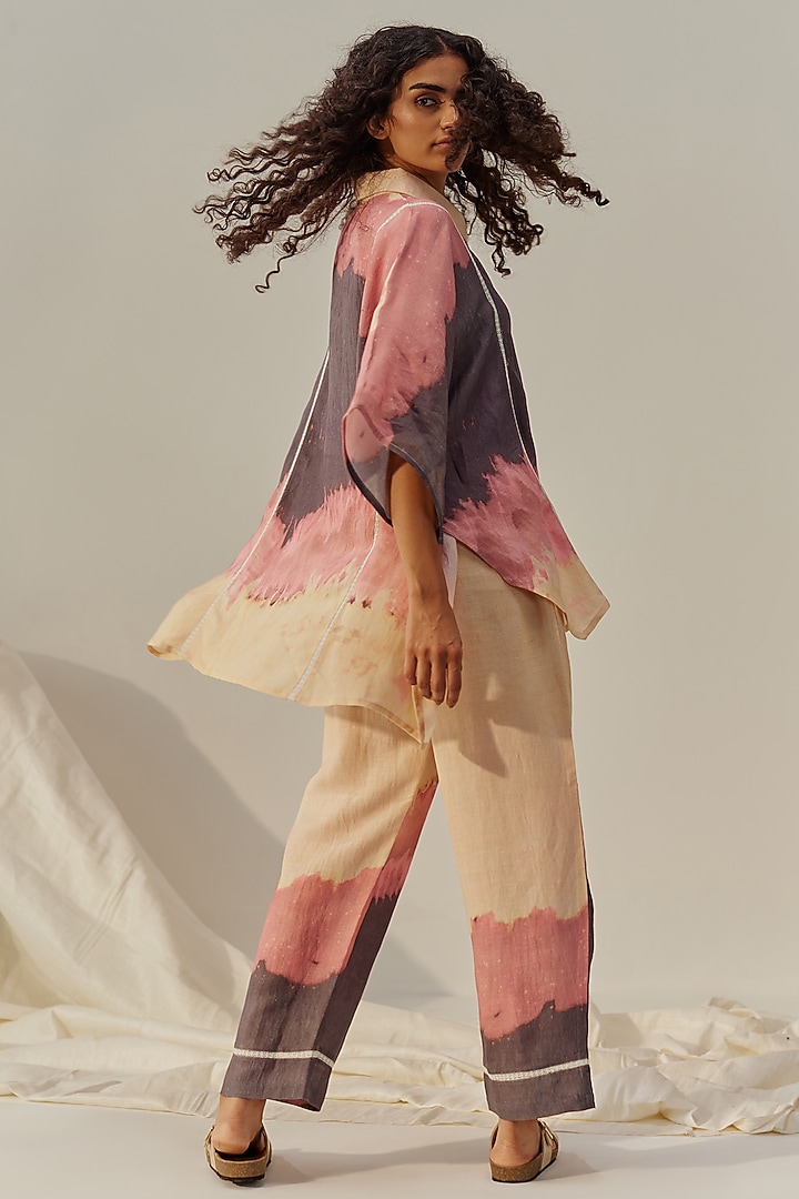 Wheat Brown Linen Viscose Printed Co-Ord Set by Spacelines at Pernia's Pop Up Shop