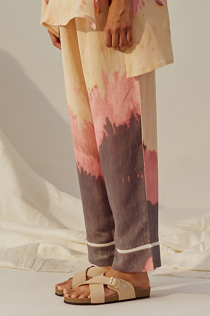 Wheat Brown Linen Viscose Printed Co-Ord Set by Spacelines at Pernia's Pop Up Shop