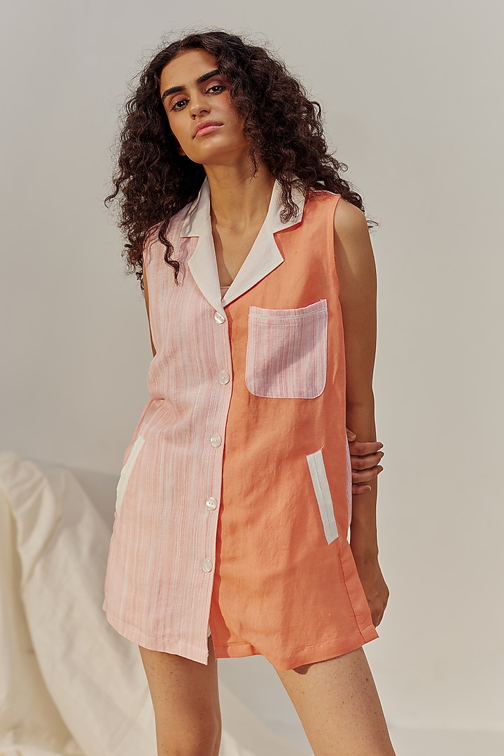 Coral Linen Viscose Co-Ord Set by Spacelines at Pernia's Pop Up Shop