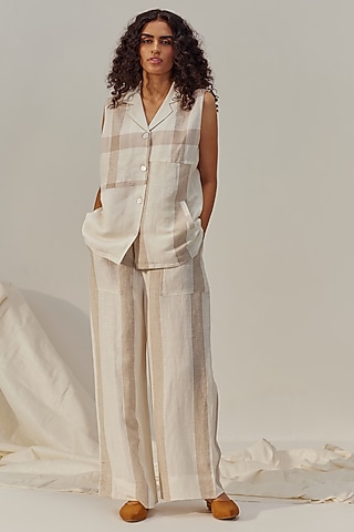 Cannoli Cream Linen Viscose Co-Ord Set by Spacelines